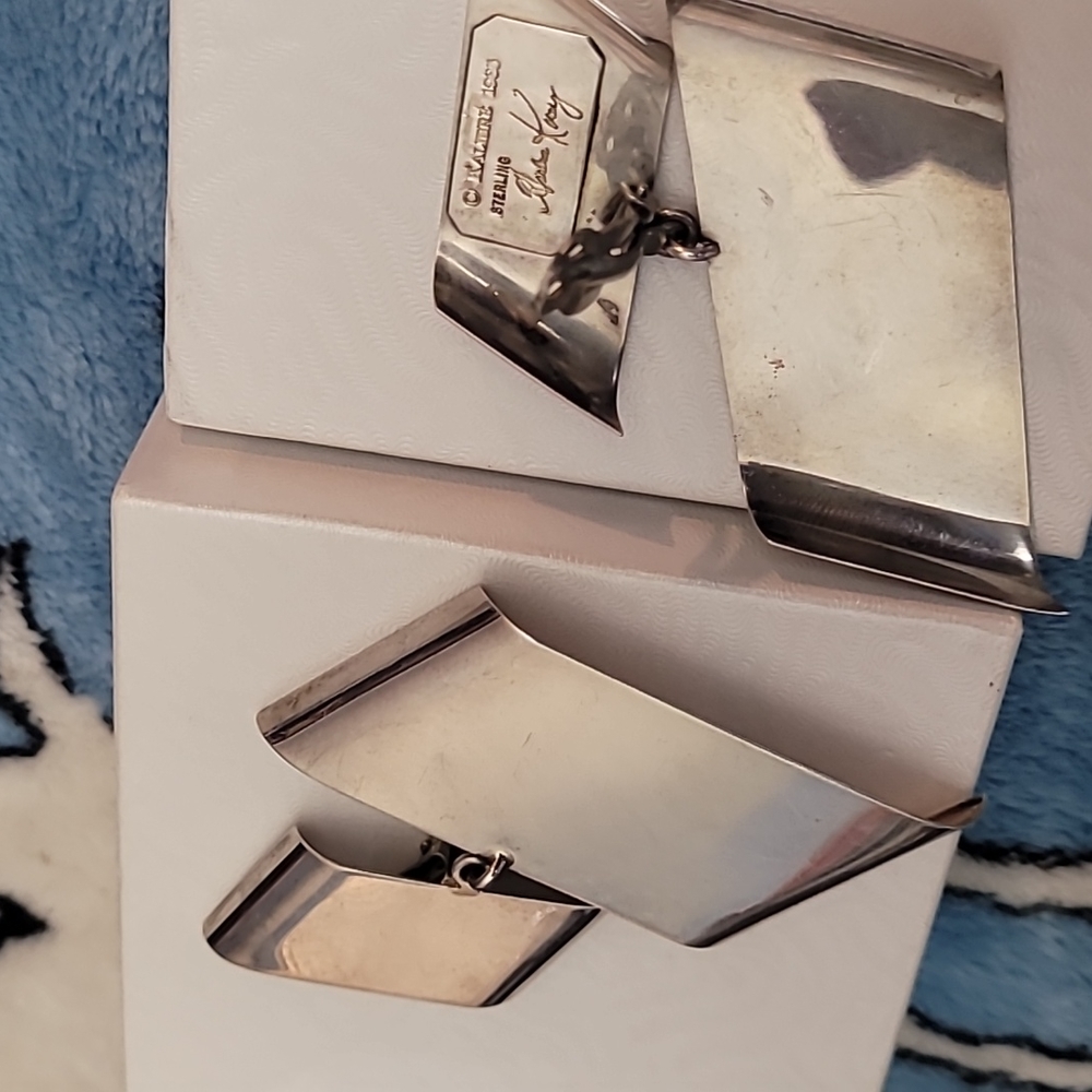 Vintage 1985 Kalibre Harlene Korey Sterling Silver  Modernist Earrings Clip on's
